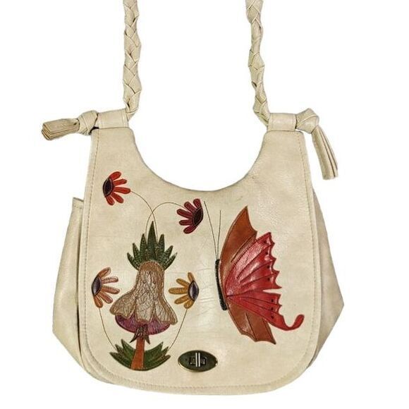Handmade Handbags - HANDMADE VNTG Leather Bag Mushroom Butterfly Fairy Forest Whimsigoth Cottage Twe